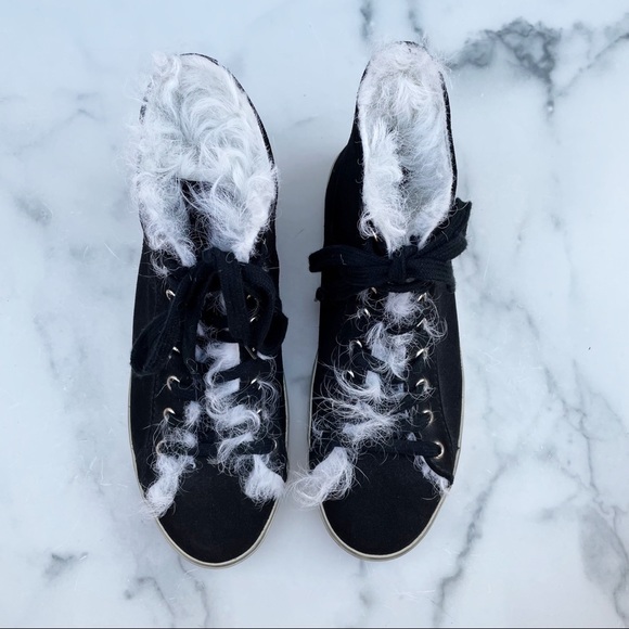 Saint Laurent Rivington logo black suede and fur high-top sneaker IT 37.5 US 7.5 - Picture 9 of 16